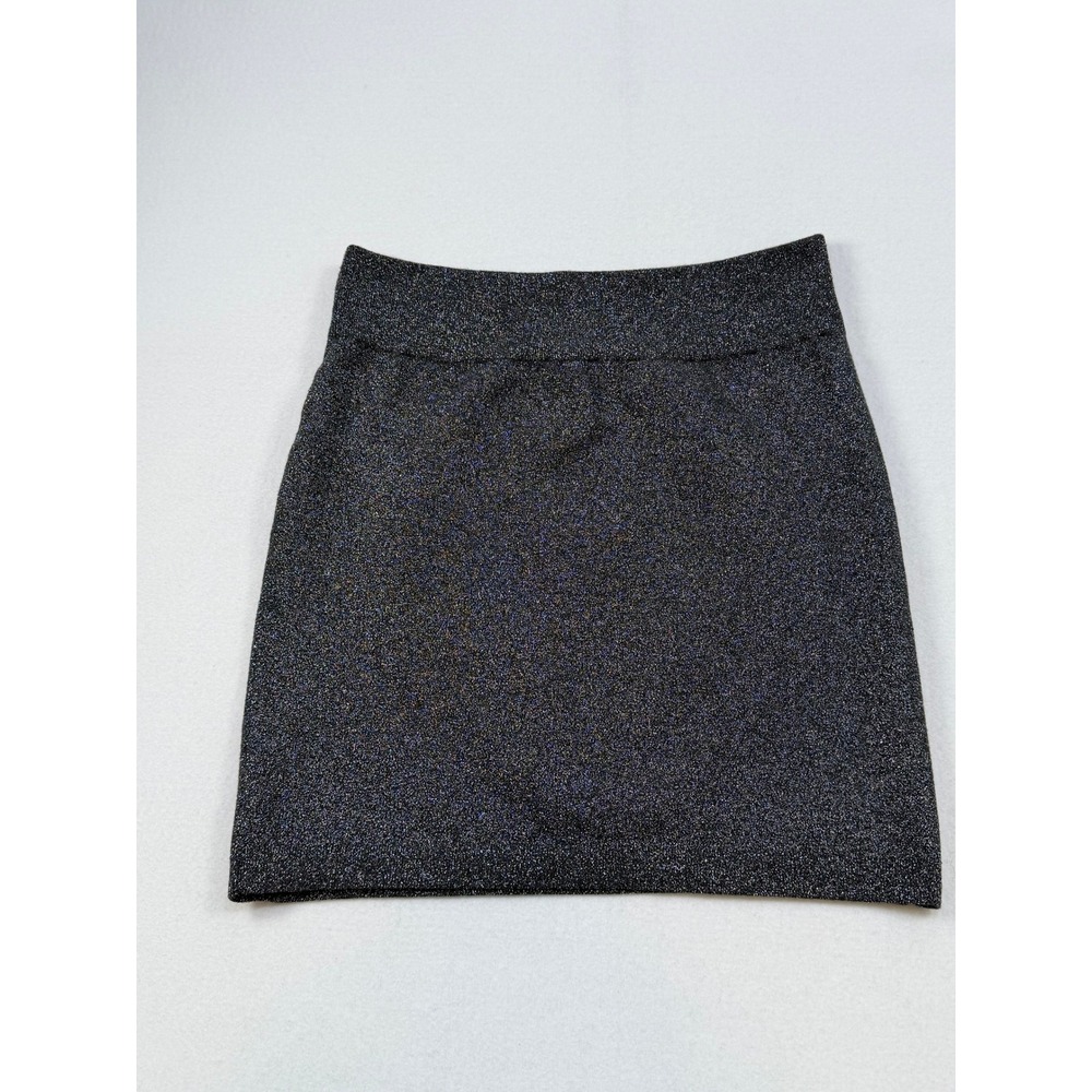 Express Black Metallic Shimmer Knit Mini Skirt Women's Size L - Picture 2 of 6